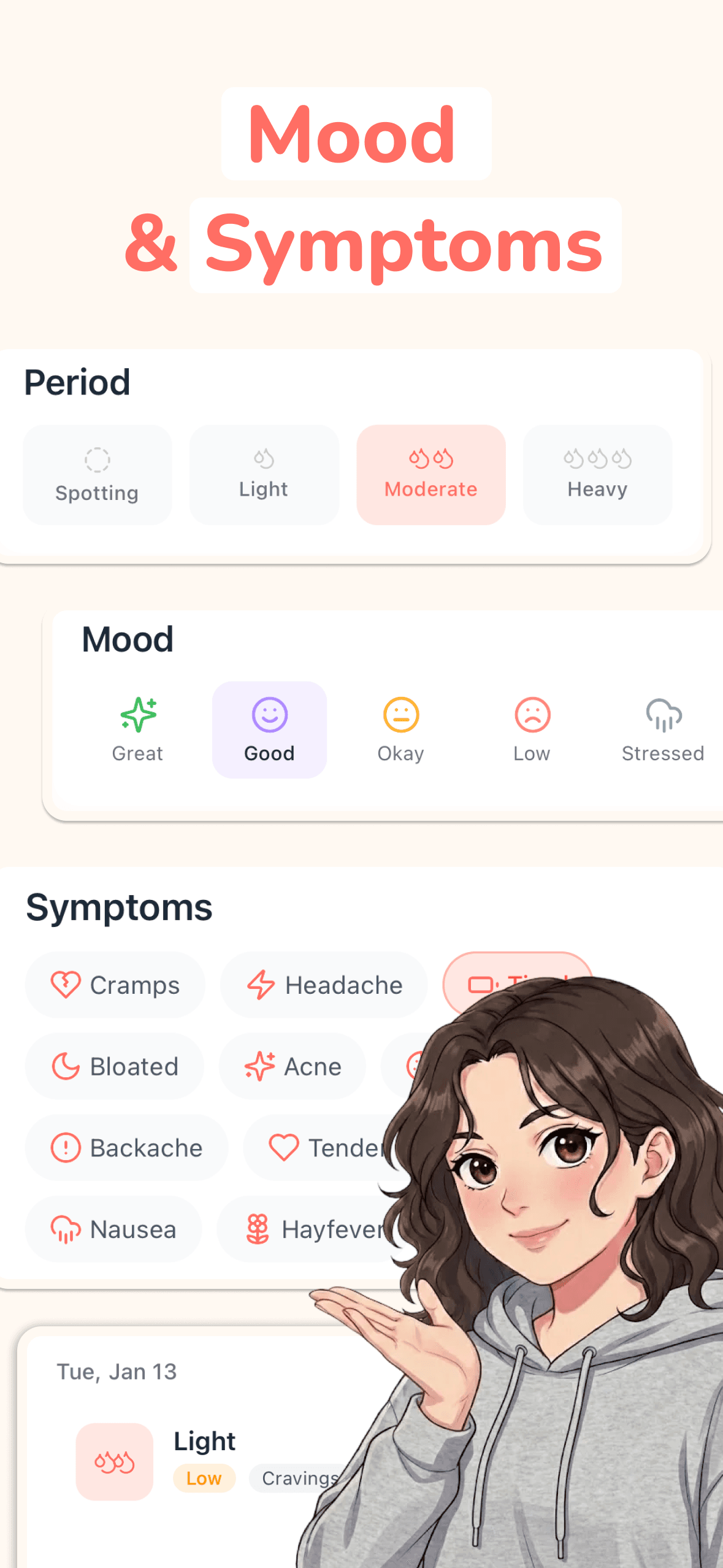 Mood and symptoms tracking