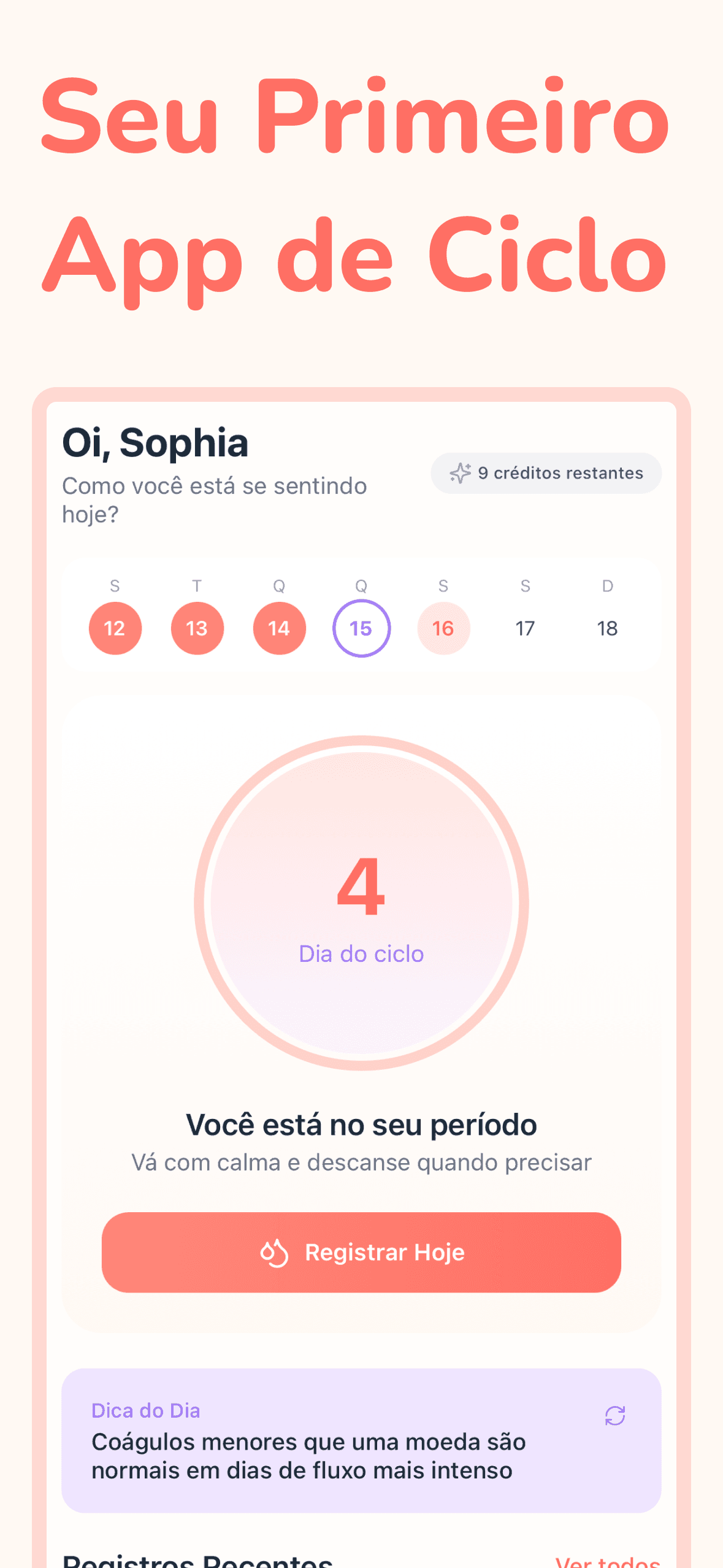 App de ciclo para primeiros períodos