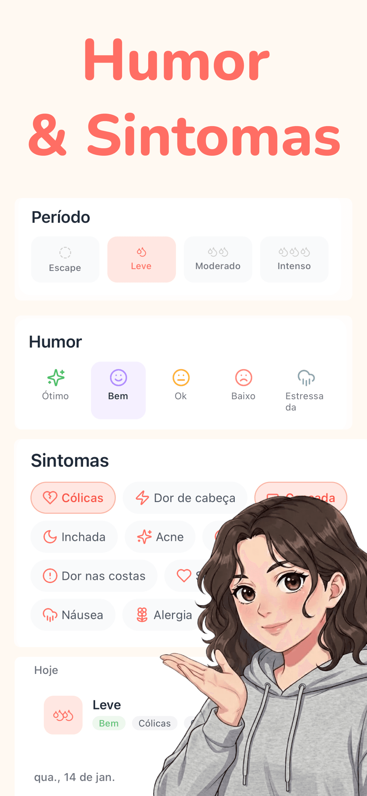 Calendário com indicações visuais